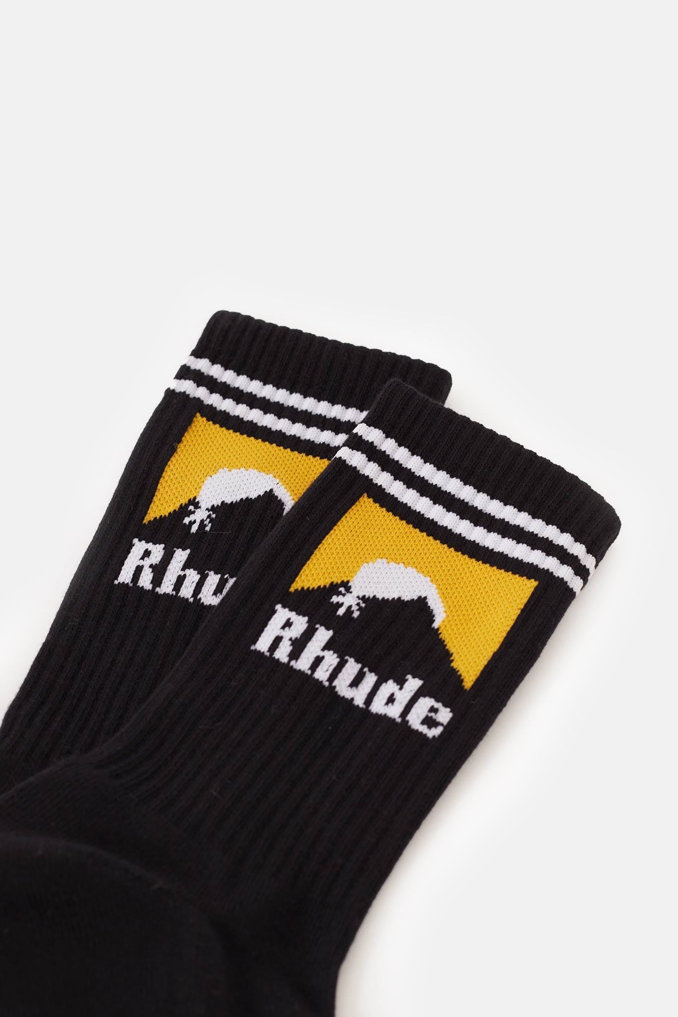 RHUDE BLACK STRIPED MOONLIGHT SOCKS
