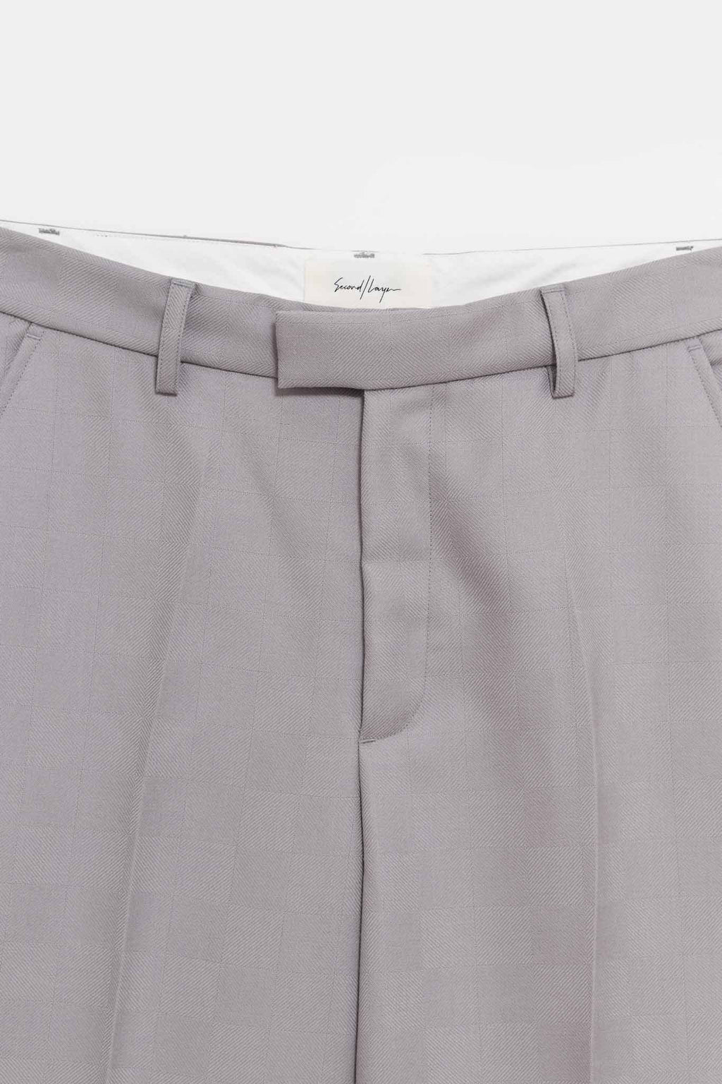 SECOND LAYER GREY IDDEN CHECK BAGGY PRIMO TROUSER
