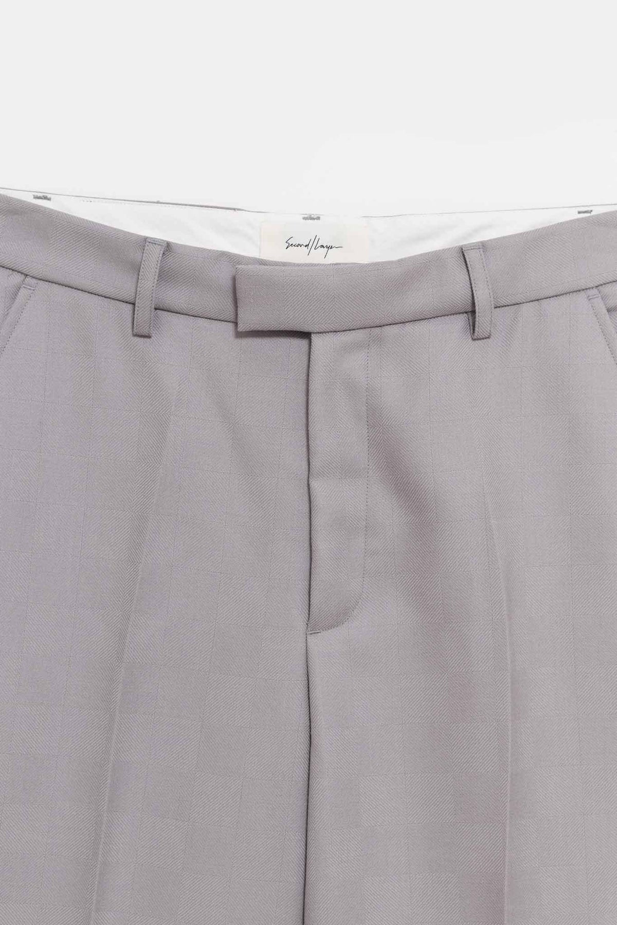 SECOND LAYER GREY IDDEN CHECK BAGGY PRIMO TROUSER