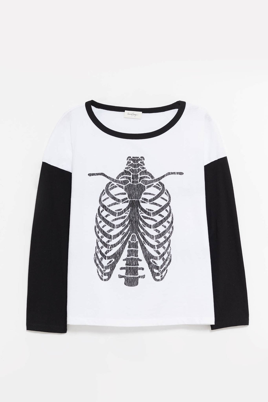 SECOND LAYER WHITE BLACK SHRINE BBALL LS T SHIRT