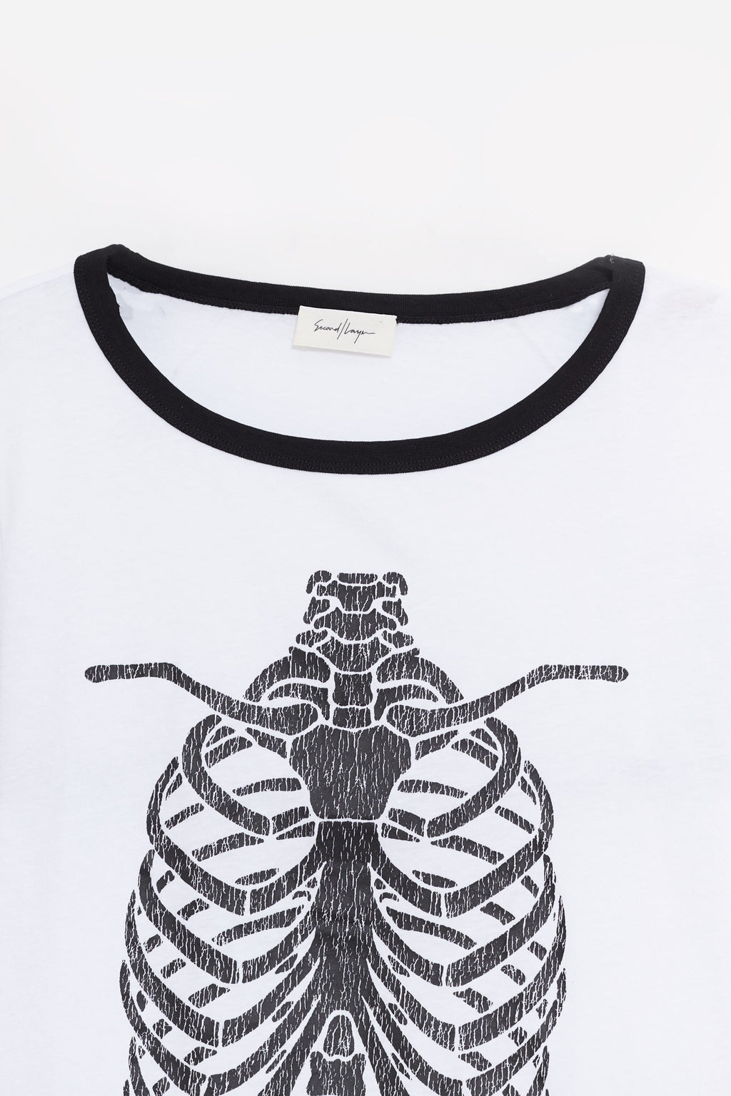 SECOND LAYER WHITE BLACK SHRINE BBALL LS T SHIRT