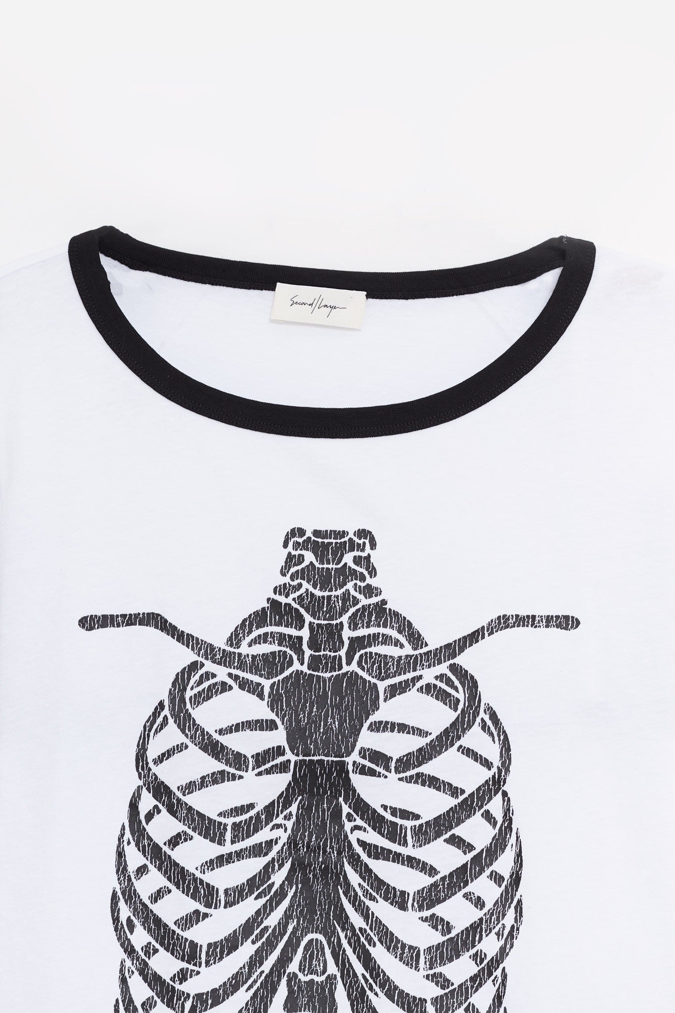 SECOND LAYER WHITE BLACK SHRINE BBALL LS T SHIRT