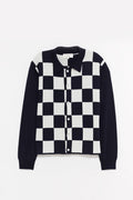 SECOND LAYER BLUE WHITE LALO BUTTON DOWN CARDIGAN