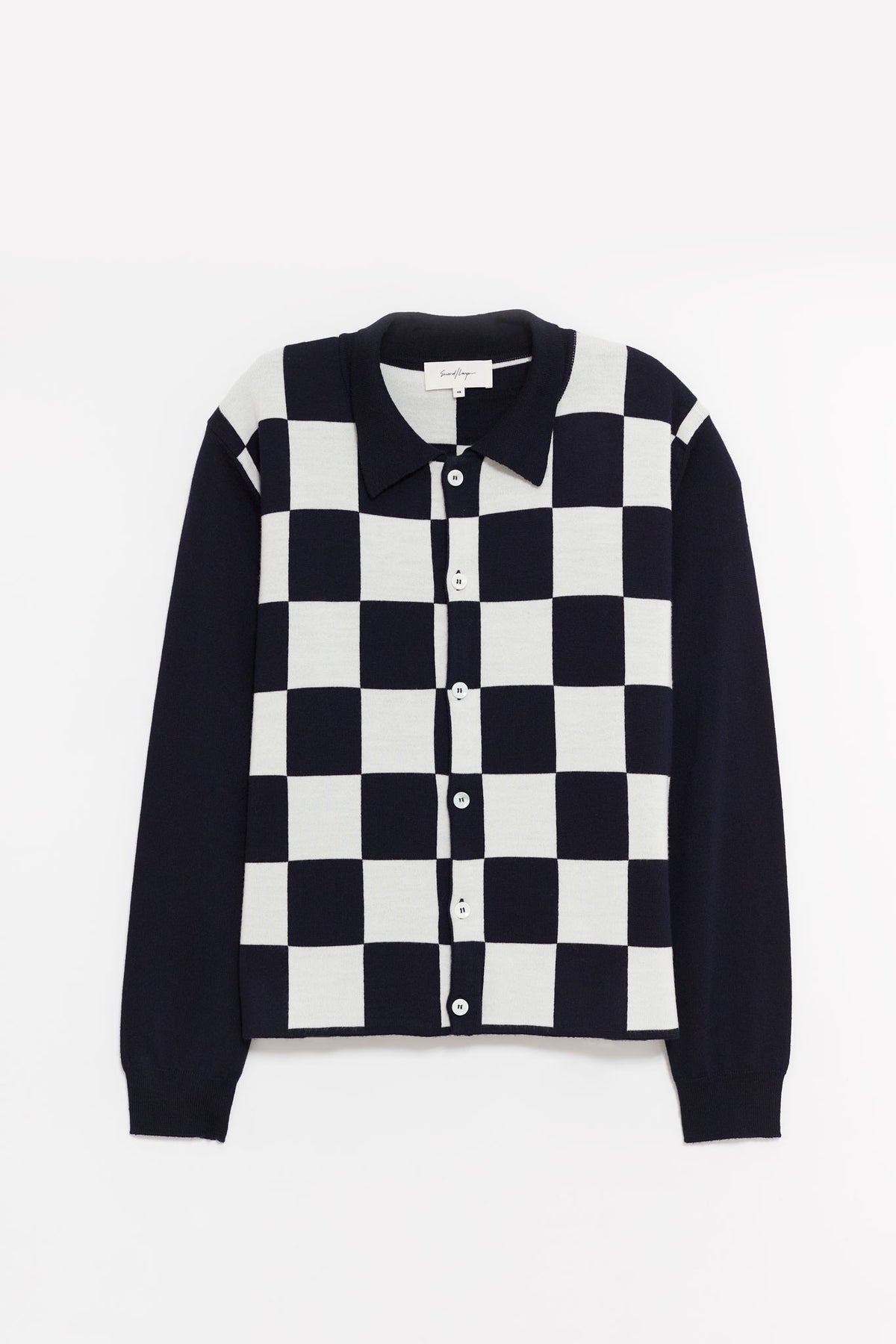 SECOND LAYER BLUE WHITE LALO BUTTON DOWN CARDIGAN