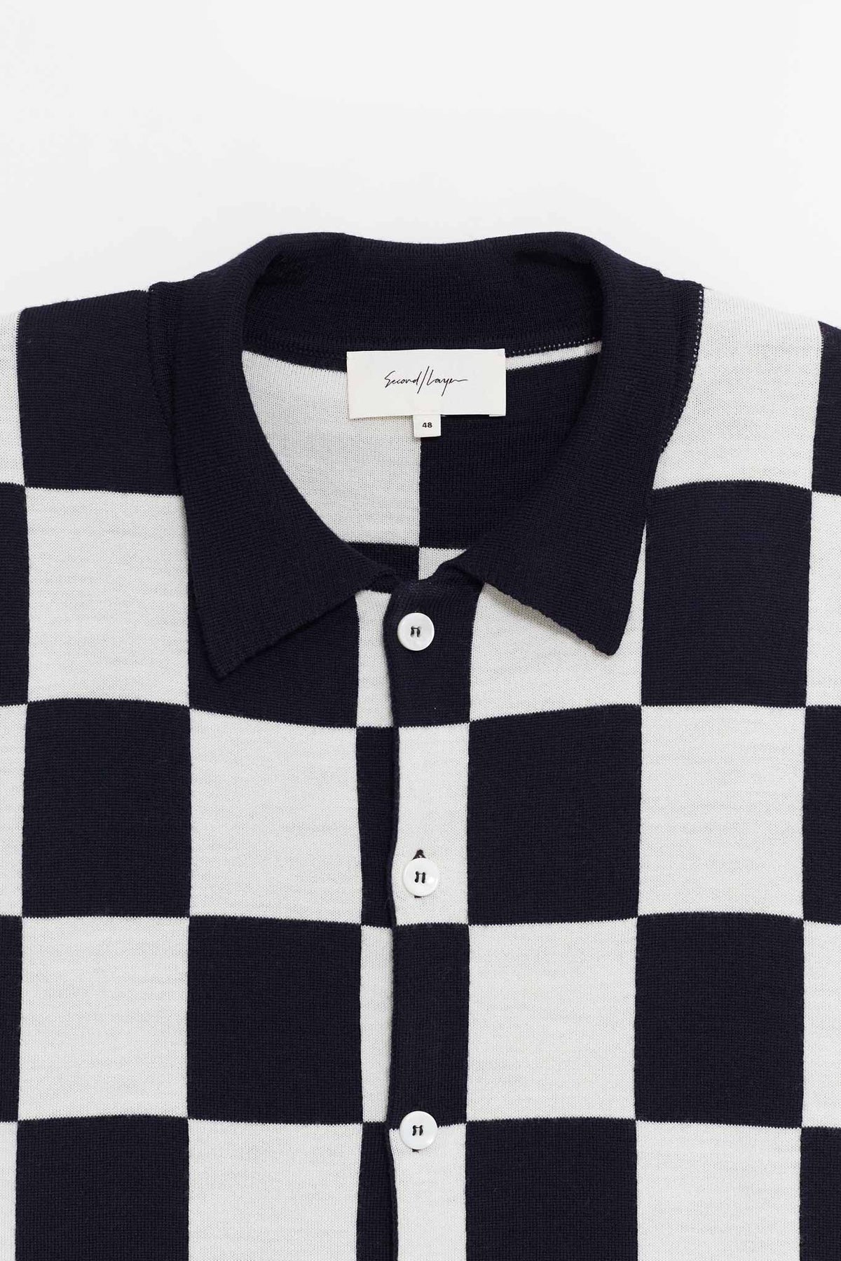 SECOND LAYER BLUE WHITE LALO BUTTON DOWN CARDIGAN