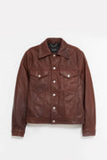 SECOND LAYER BROWN TRUCKER LEATHER JACKET