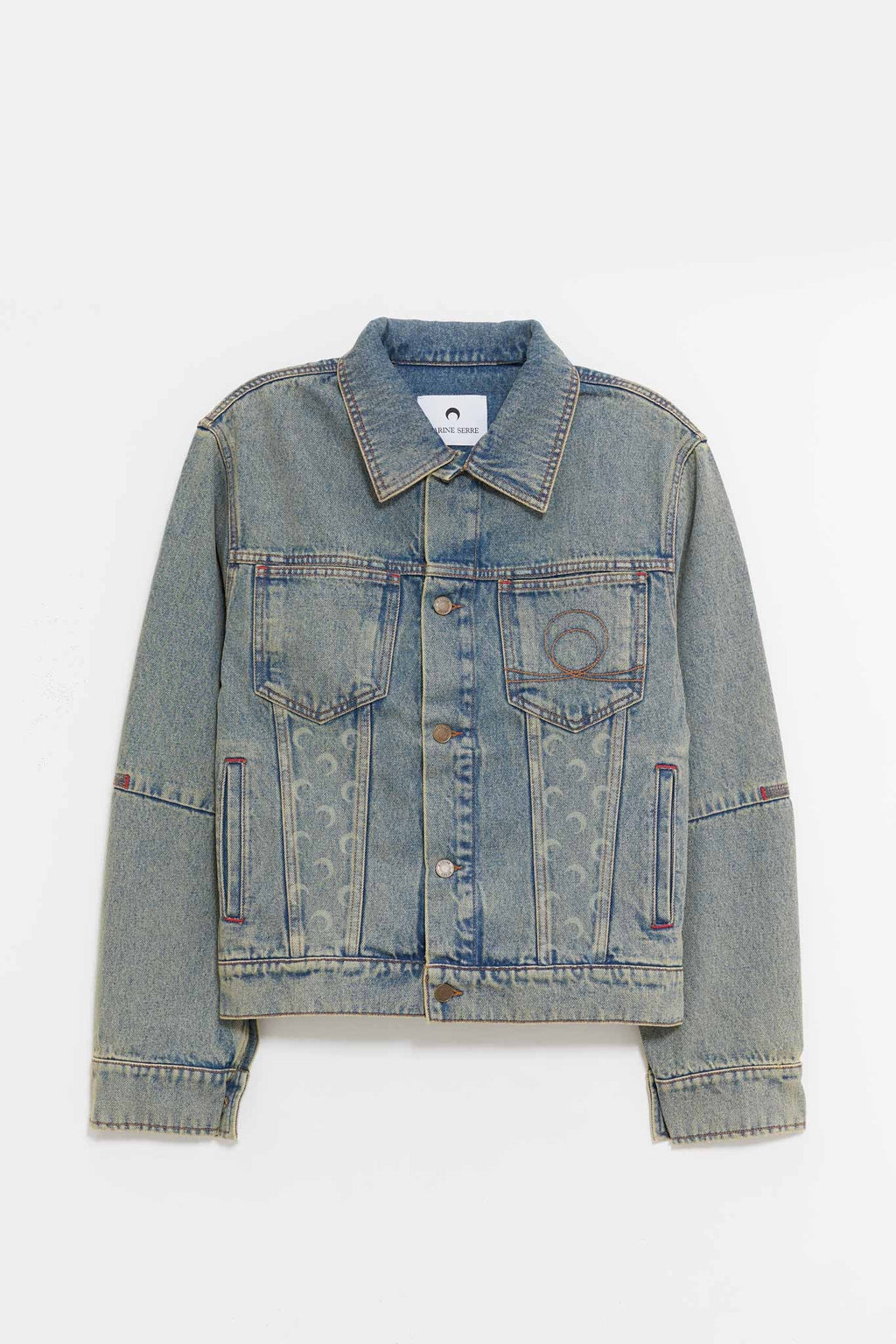 MARINE SERRE LIGHT BEIGE MOON LASER DENIM TRUCKER JACKET