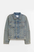 MARINE SERRE LIGHT BEIGE MOON LASER DENIM TRUCKER JACKET
