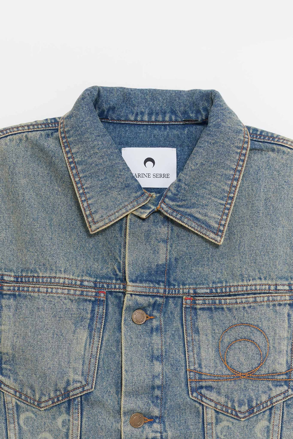MARINE SERRE LIGHT BEIGE MOON LASER DENIM TRUCKER JACKET