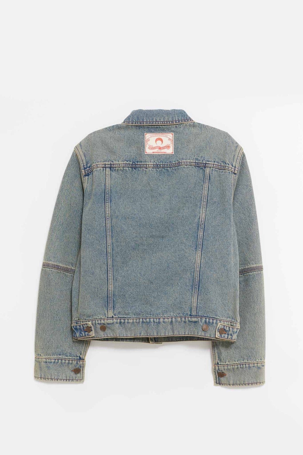 MARINE SERRE LIGHT BEIGE MOON LASER DENIM TRUCKER JACKET