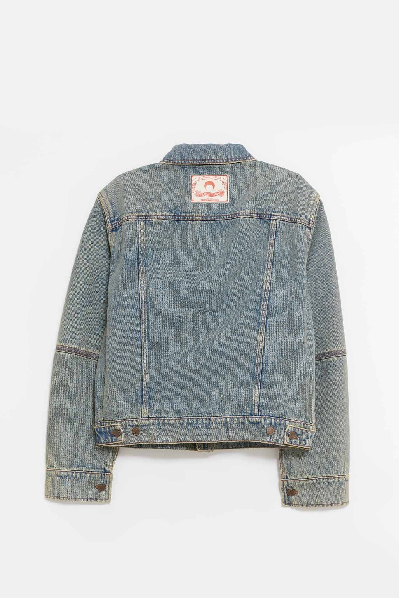 MARINE SERRE LIGHT BEIGE MOON LASER DENIM TRUCKER JACKET