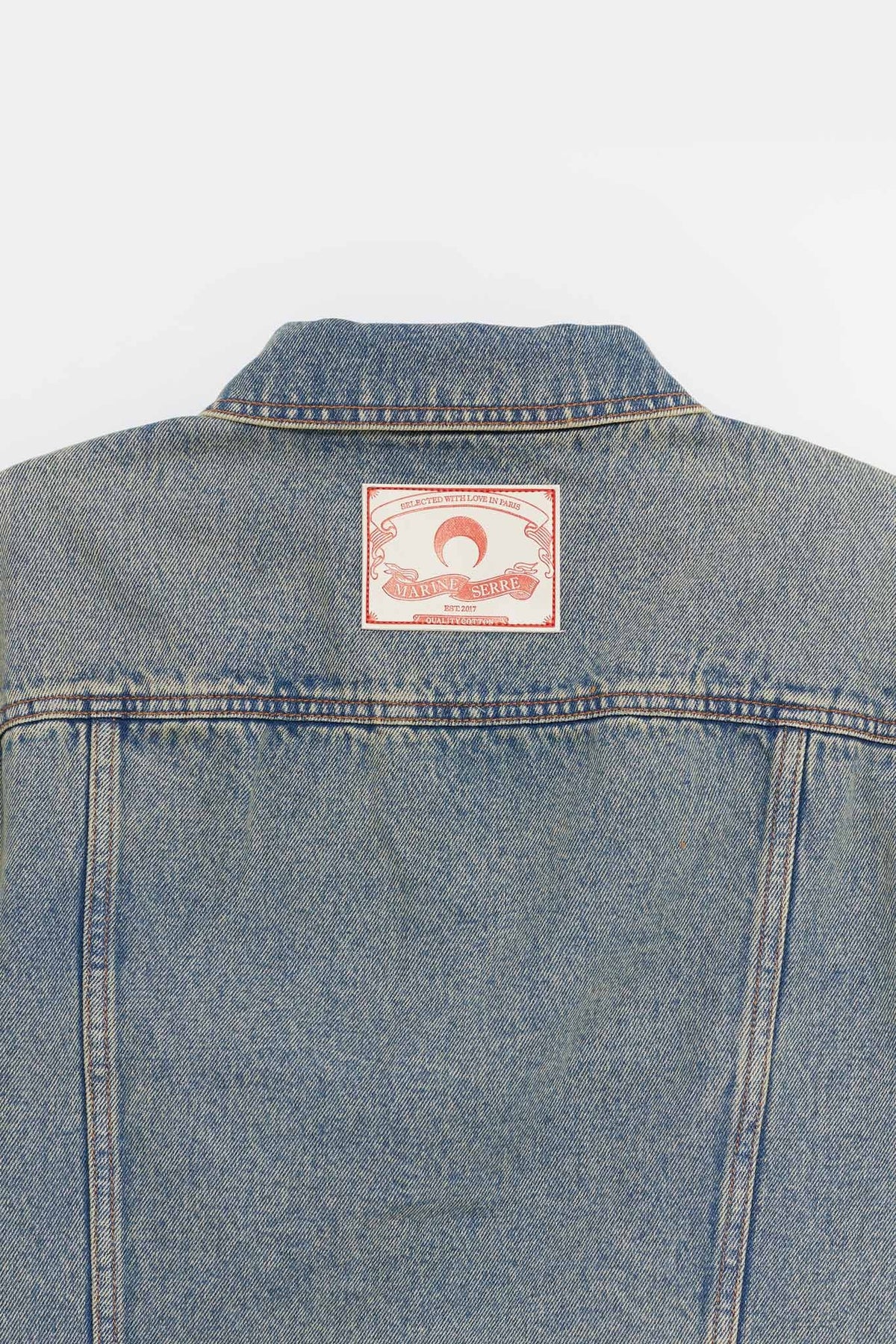 MARINE SERRE LIGHT BEIGE MOON LASER DENIM TRUCKER JACKET