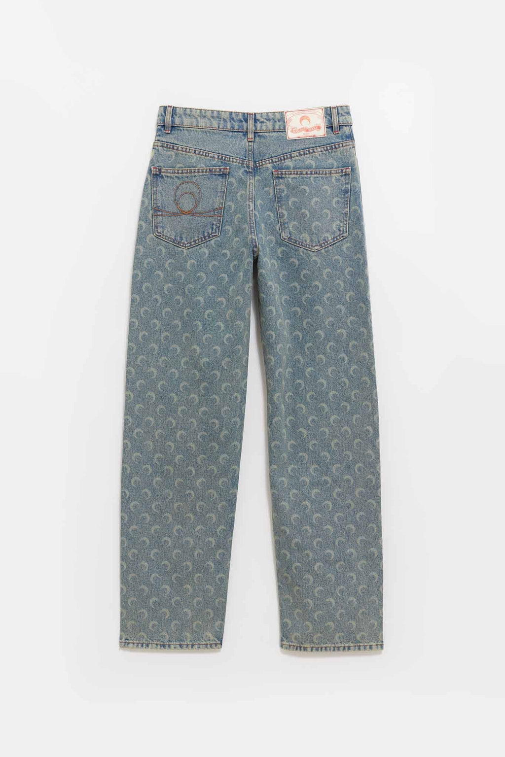 MARINE SERRE LIGHT BEIGE MOON LASER DENIM LOOSE JEANS