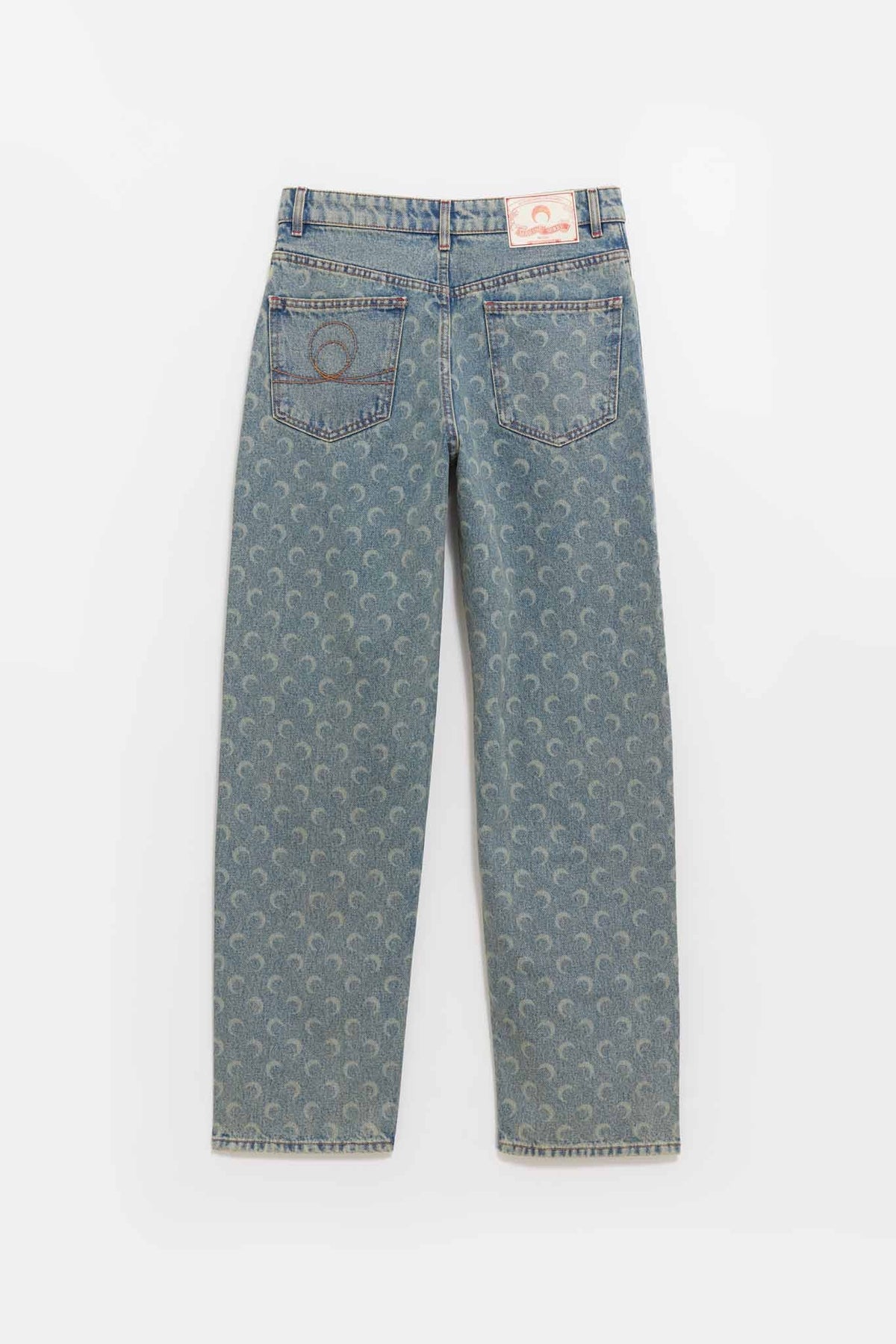 MARINE SERRE LIGHT BEIGE MOON LASER DENIM LOOSE JEANS