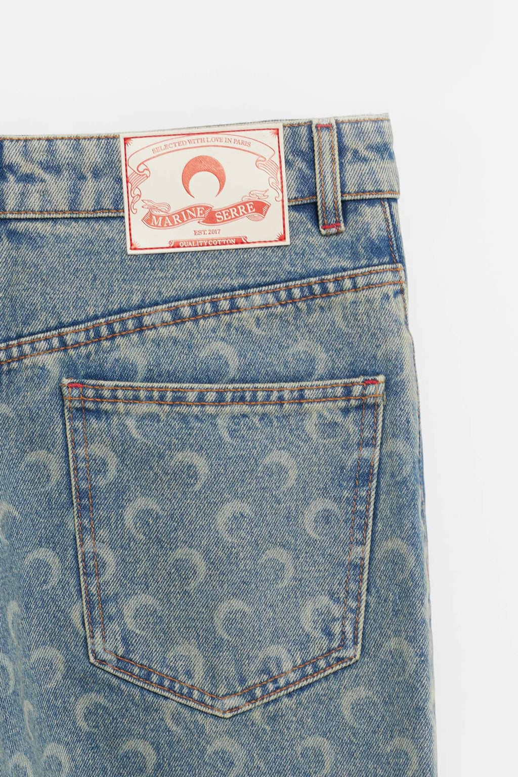 MARINE SERRE LIGHT BEIGE MOON LASER DENIM LOOSE JEANS