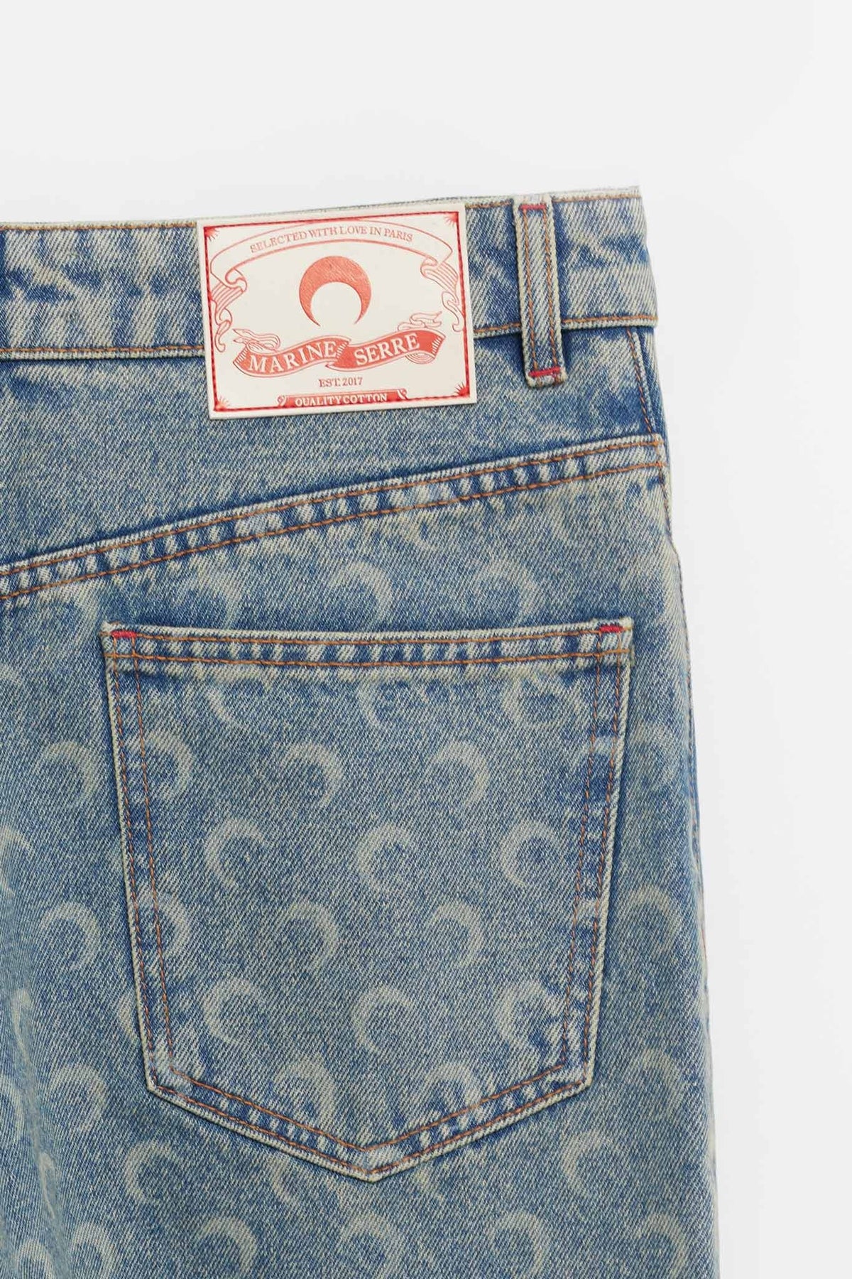 MARINE SERRE LIGHT BEIGE MOON LASER DENIM LOOSE JEANS