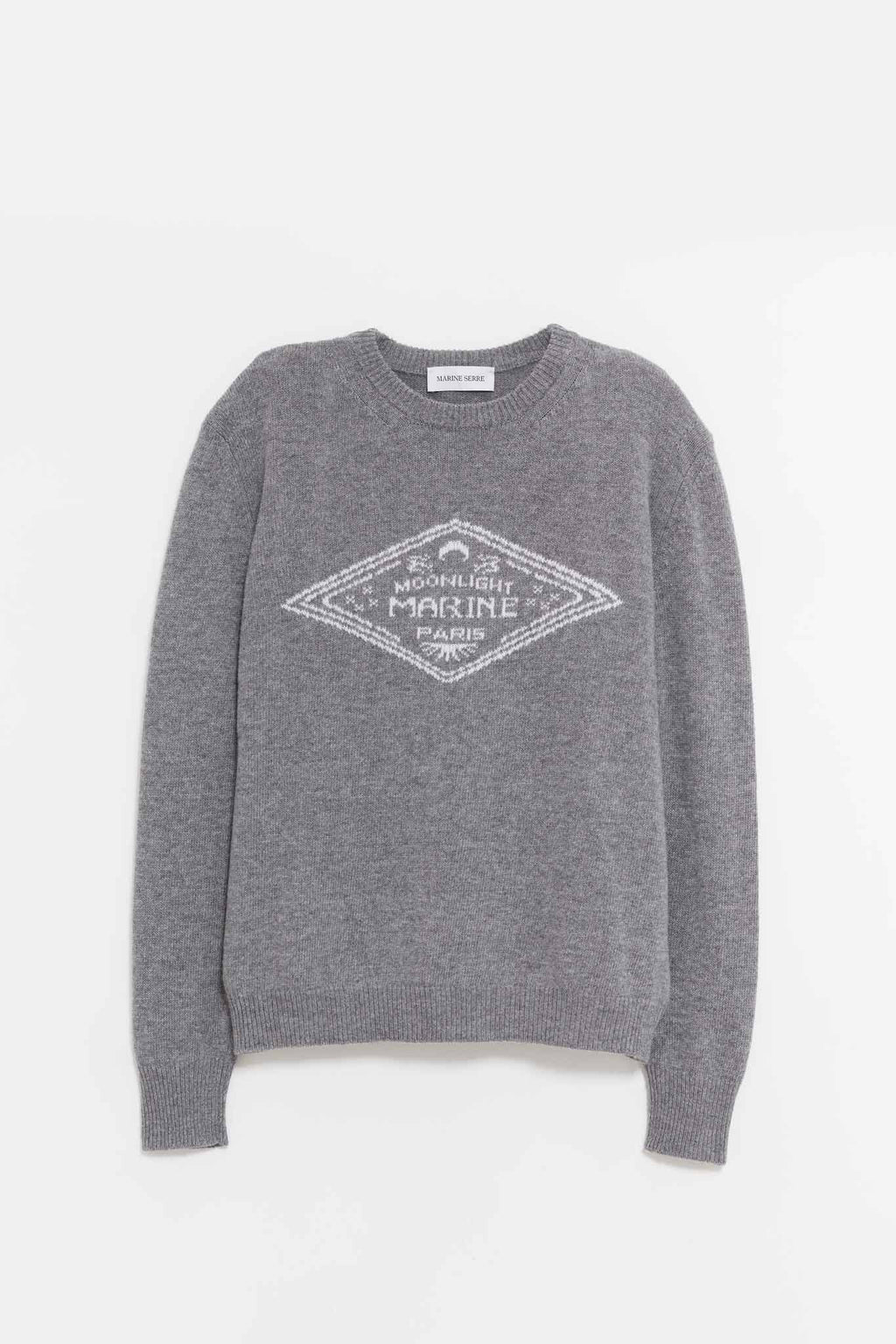 MARINE SERRE DARK GREY CLEAN WOOL KNIT CREWNECK