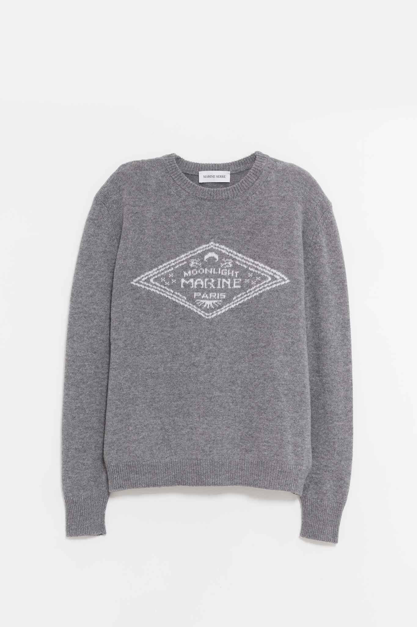 MARINE SERRE DARK GREY CLEAN WOOL KNIT CREWNECK