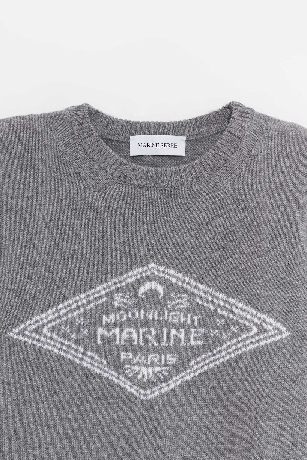 MARINE SERRE DARK GREY CLEAN WOOL KNIT CREWNECK