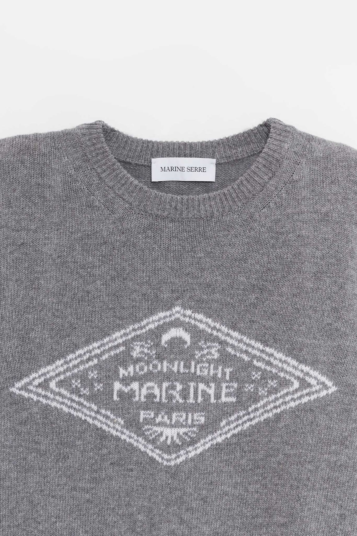 MARINE SERRE DARK GREY CLEAN WOOL KNIT CREWNECK