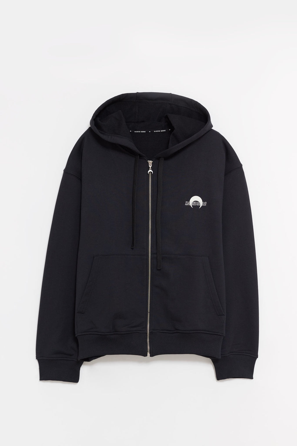 MARINE SERRE BLACK MS SPORTS FLEECE ZIPPED HOODIE