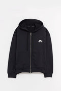 MARINE SERRE BLACK MS SPORTS FLEECE ZIPPED HOODIE