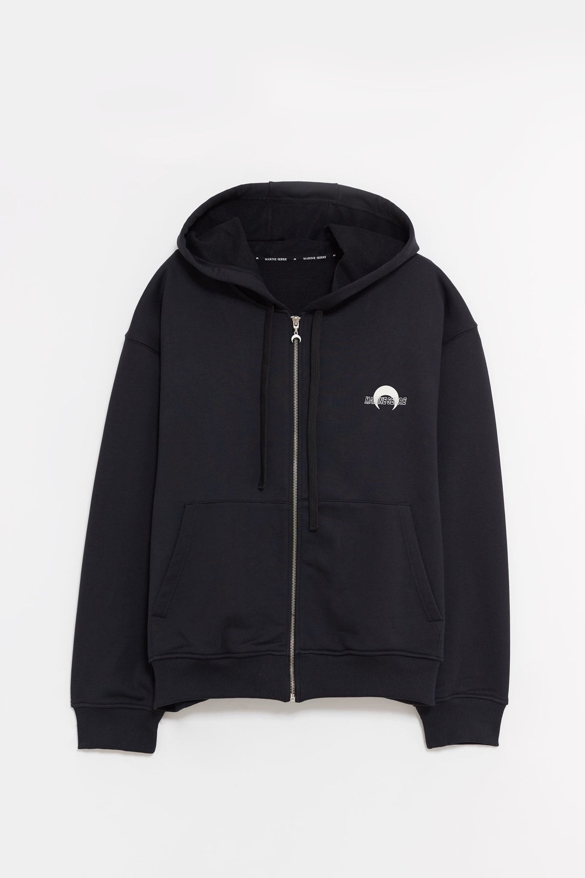 MARINE SERRE BLACK MS SPORTS FLEECE ZIPPED HOODIE