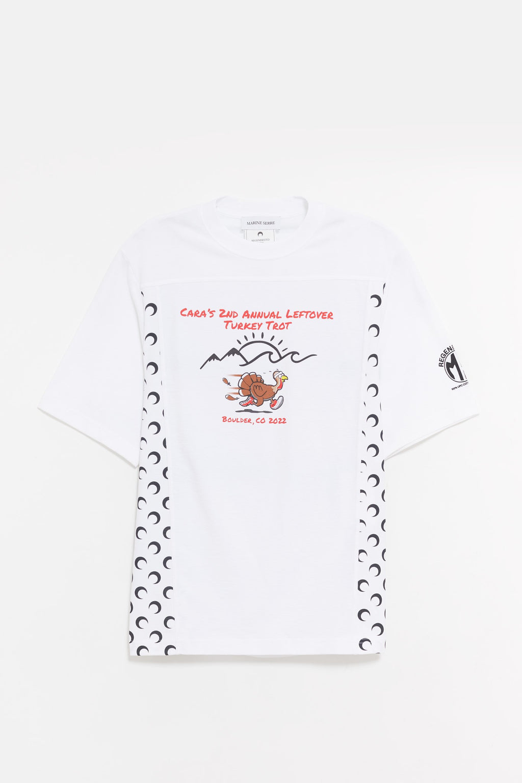 MARINE SERRE WHITE REGENERATED GRAPHIC JERSEY SS T SHIRT