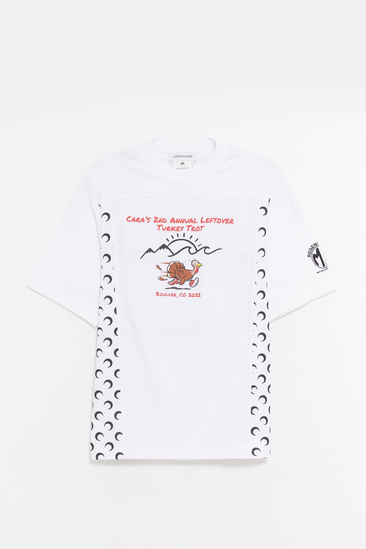 MARINE SERRE WHITE REGENERATED GRAPHIC JERSEY SS T SHIRT