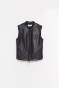 COURREGES BLACK CITY SHADOW LEATHER VEST