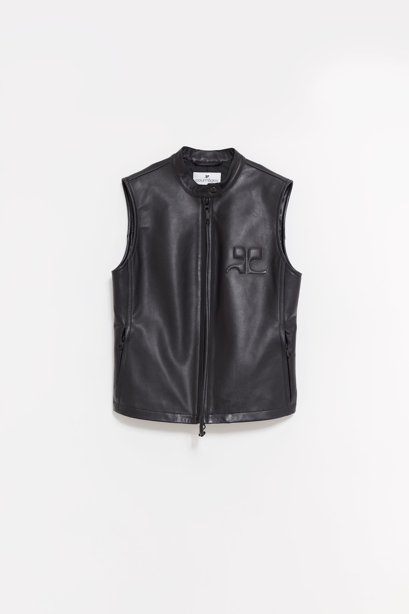 COURREGES BLACK CITY SHADOW LEATHER VEST