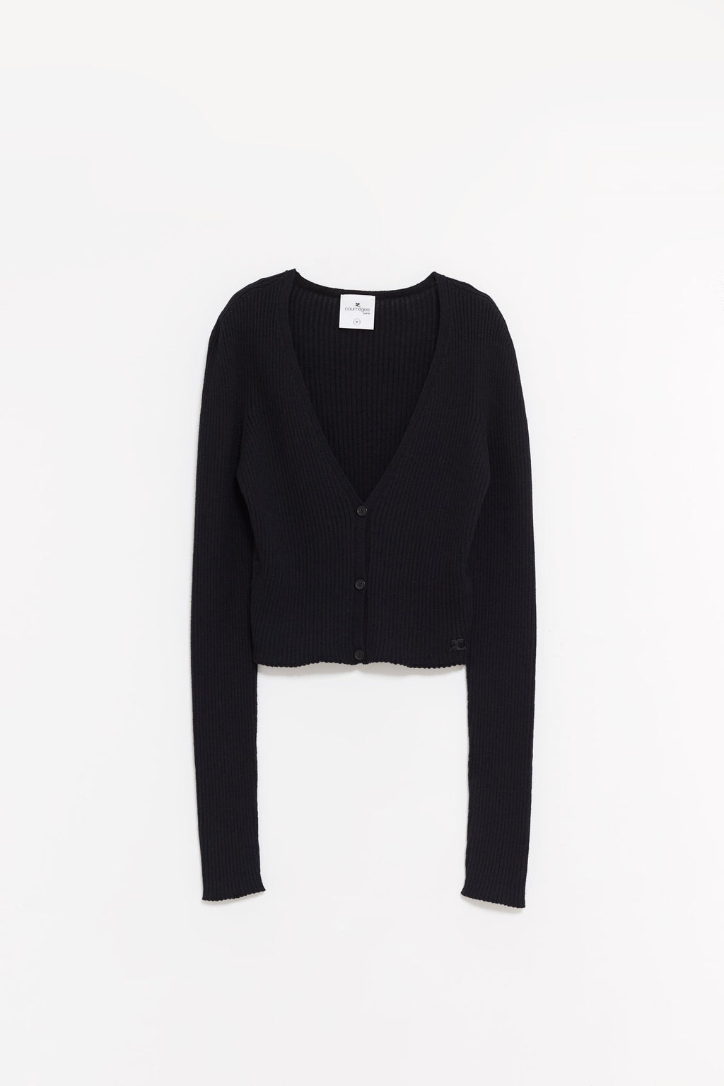 COURREGES BLACK SOLAR LIGHT RIB CARDIGAN