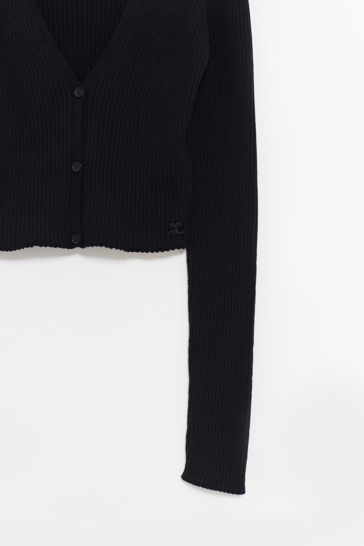 COURREGES BLACK SOLAR LIGHT RIB CARDIGAN