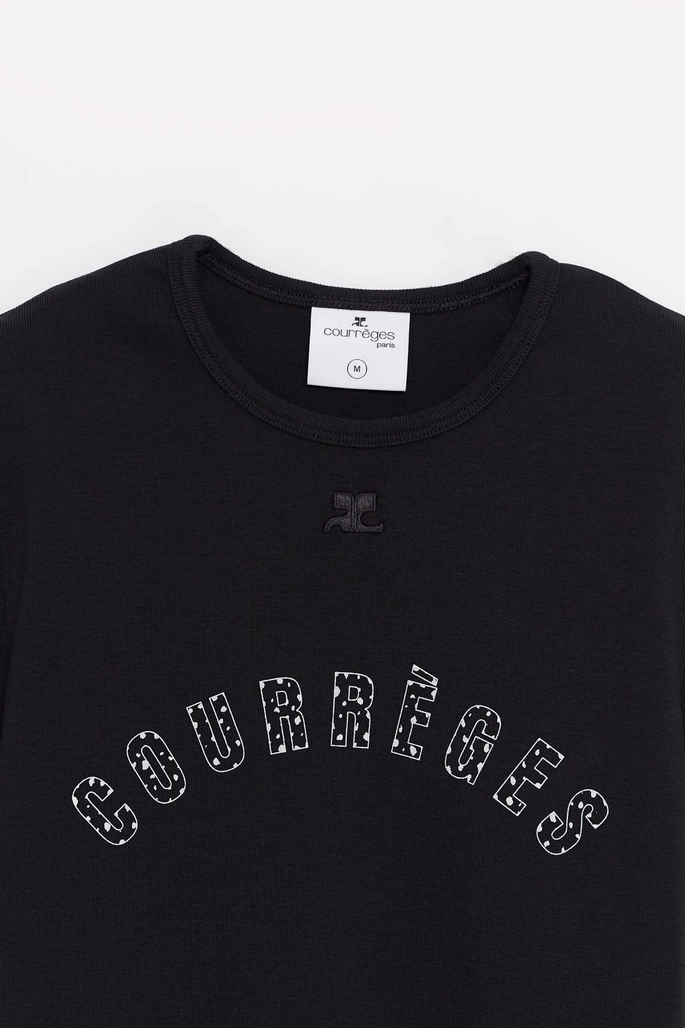 COURREGES BLACK MEDUSA CONTRAST T SHIRT