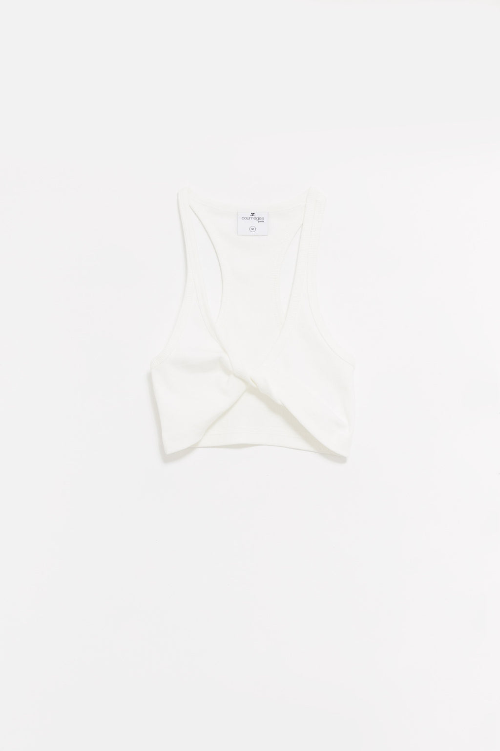 COURREGES HERITAGE WHITE TWIST CROP TOP