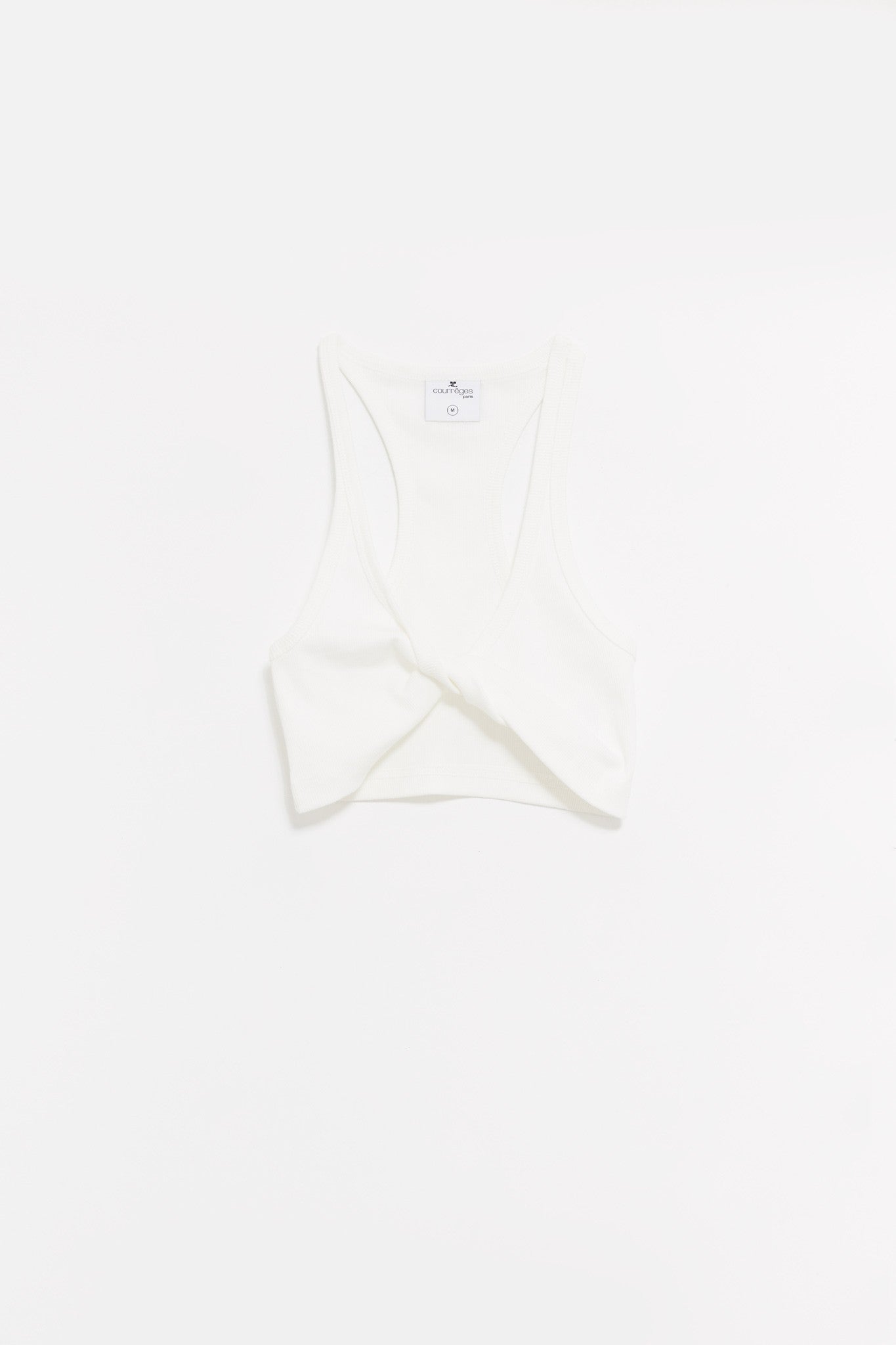COURREGES HERITAGE WHITE TWIST CROP TOP