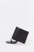 COURREGES BLACK OBLIQUE WEDGED LEATHER SANDALS