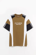 MARTINE ROSE GREEN KHAKI OVERSIZED PANELLED T SHIRT