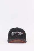 MARTINE ROSE BLACK ORANGE ROLL BACK CAP