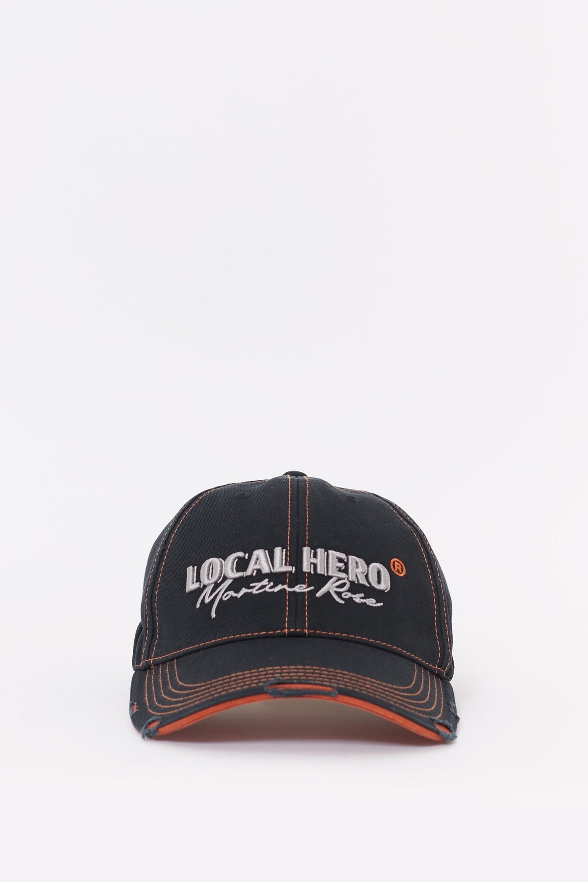 MARTINE ROSE BLACK ORANGE ROLL BACK CAP