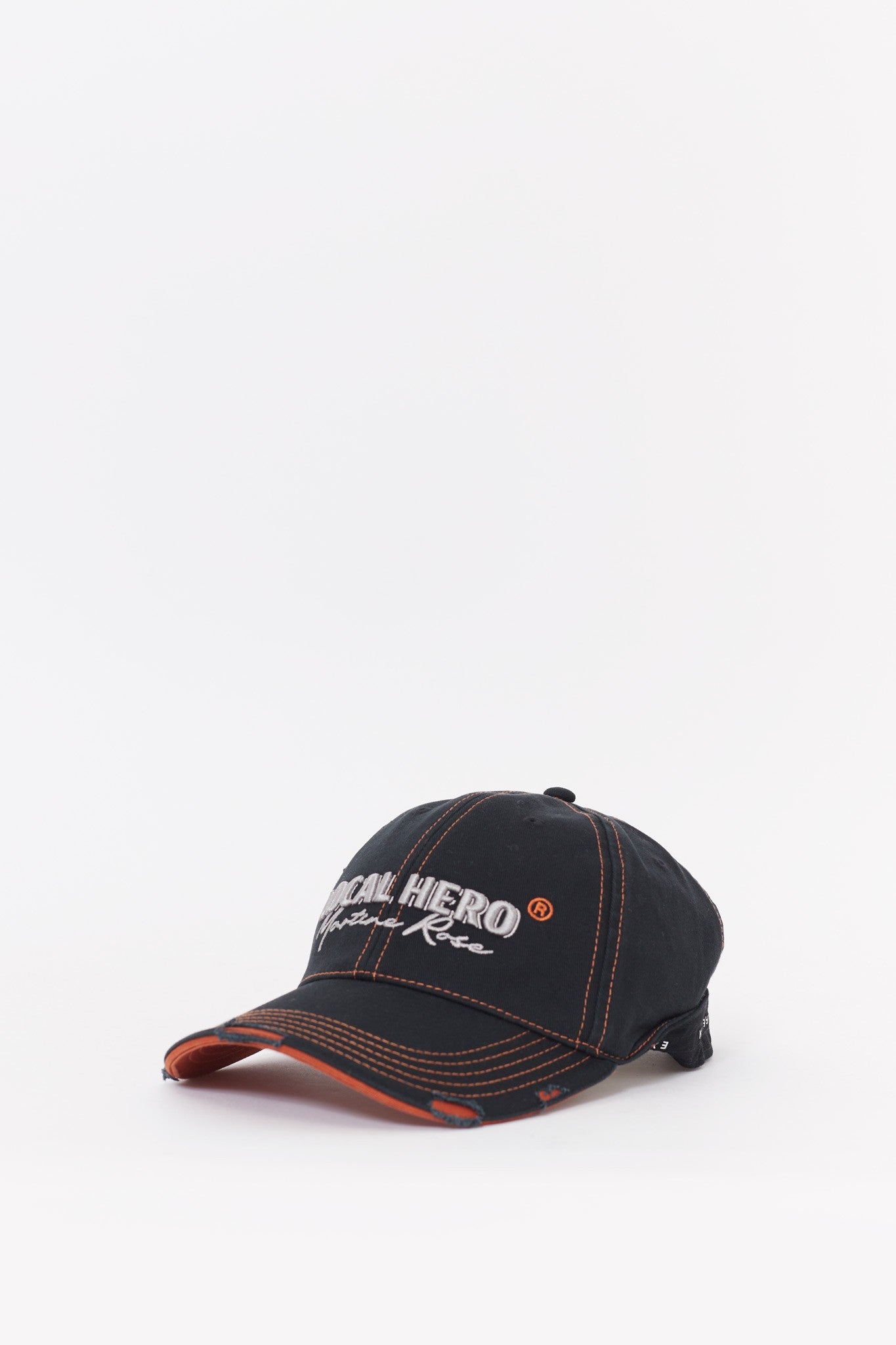 MARTINE ROSE BLACK ORANGE ROLL BACK CAP
