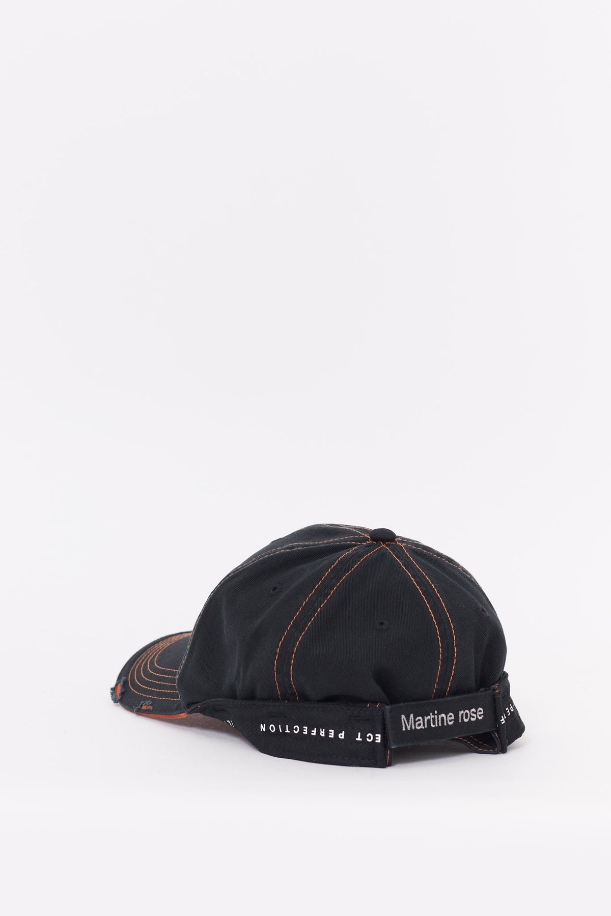 MARTINE ROSE BLACK ORANGE ROLL BACK CAP