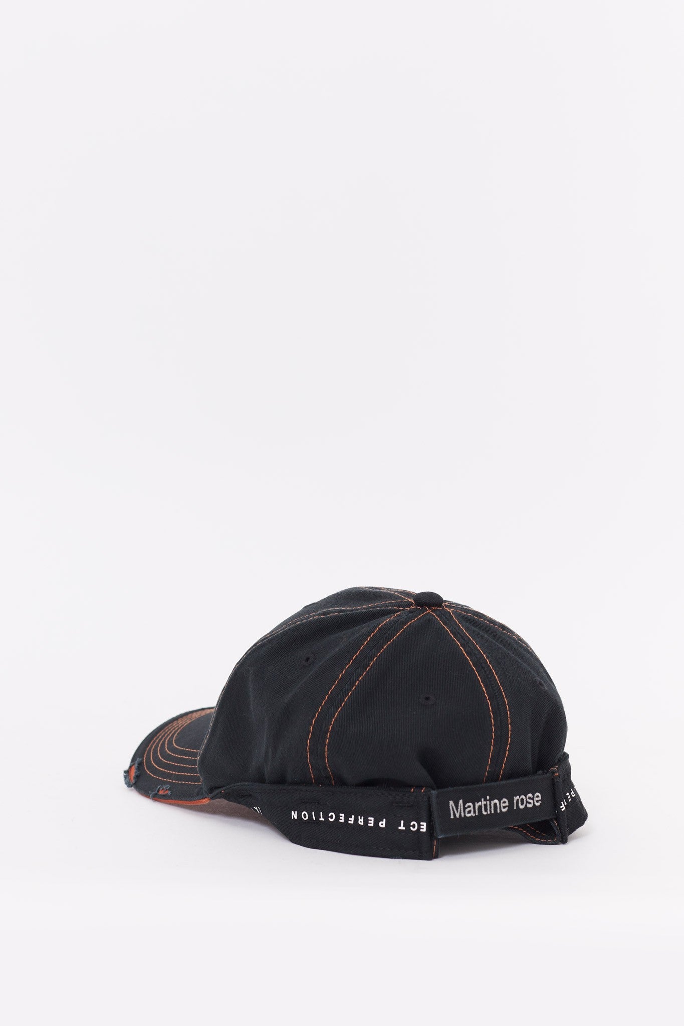 MARTINE ROSE BLACK ORANGE ROLL BACK CAP