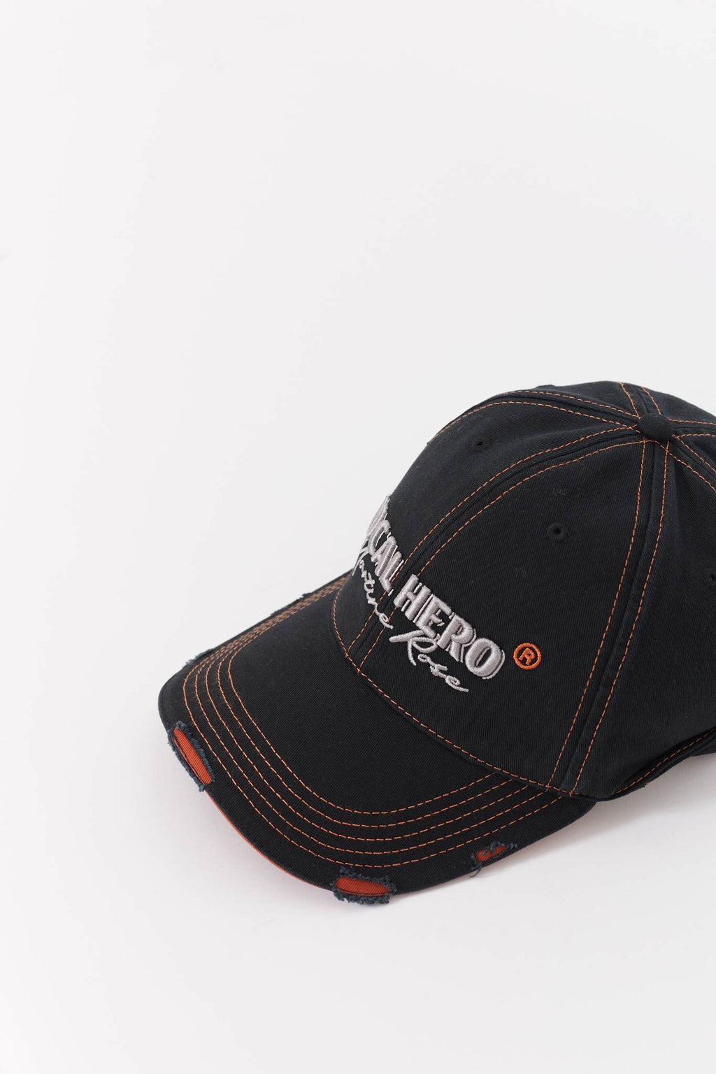 MARTINE ROSE BLACK ORANGE ROLL BACK CAP