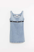 COPERNI BLUE WASHED BELTED DENIM MINI DRESS