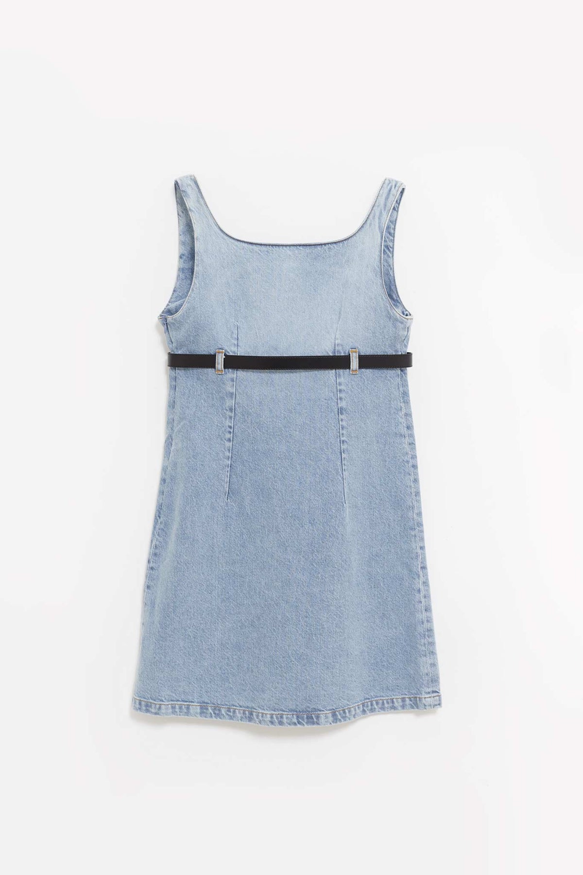 COPERNI BLUE WASHED BELTED DENIM MINI DRESS