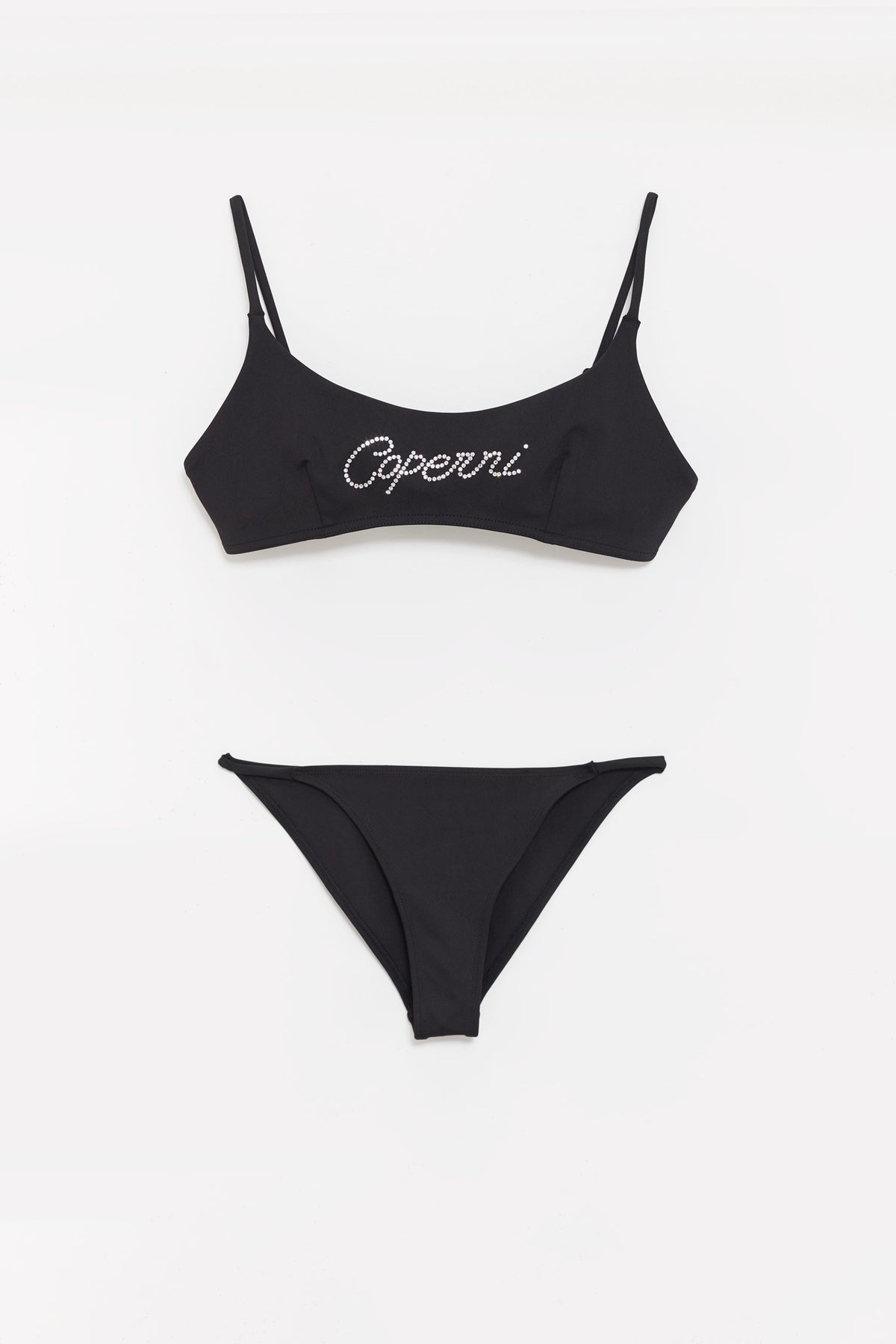 COPERNI BLACK CRYSTAL LOGO BIKINI TOP