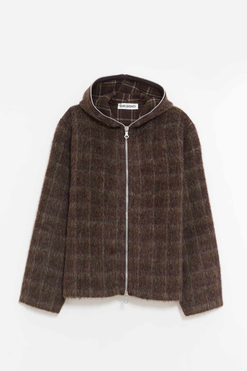 OUR LEGACY DORF CHECK FULL ZIP HOOD JACKET