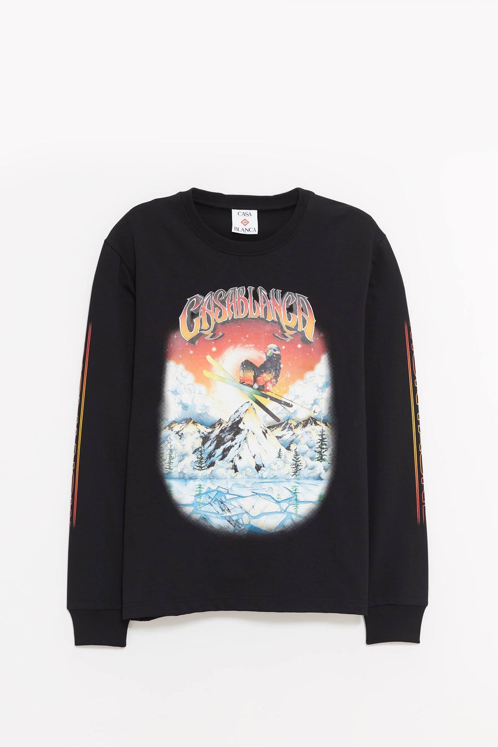 CASABLANCA BLACK SKI PRINTED LONG SLEEVE T SHIRT