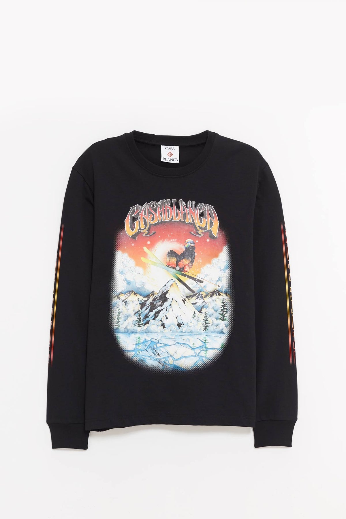 CASABLANCA BLACK SKI PRINTED LONG SLEEVE T SHIRT